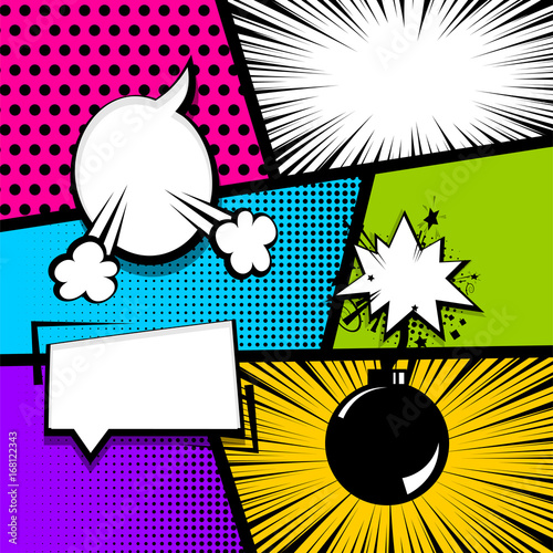 Pop art strip comic text speech bubble bomb