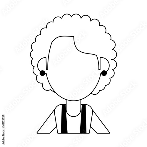 woman with short curly hair avatar icon image vector illustration design black line