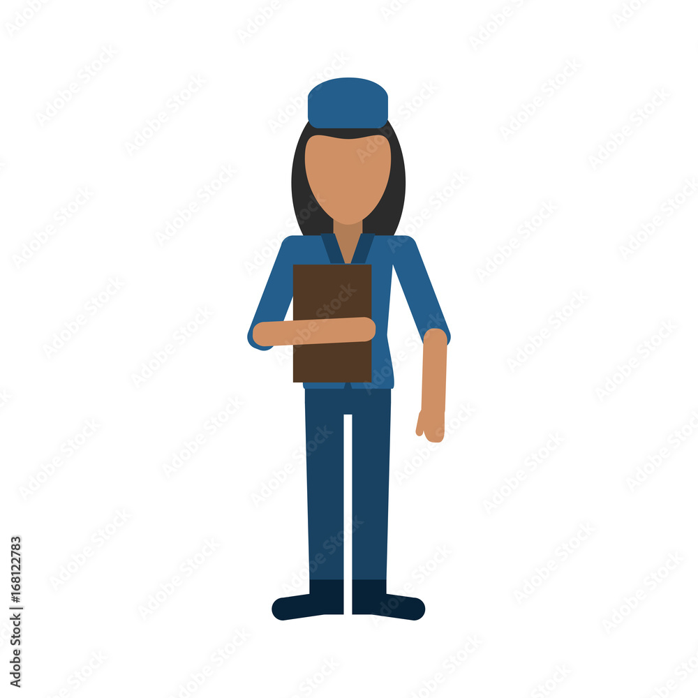 mail woman with clipboard delivery avatar icon image vector illustration design