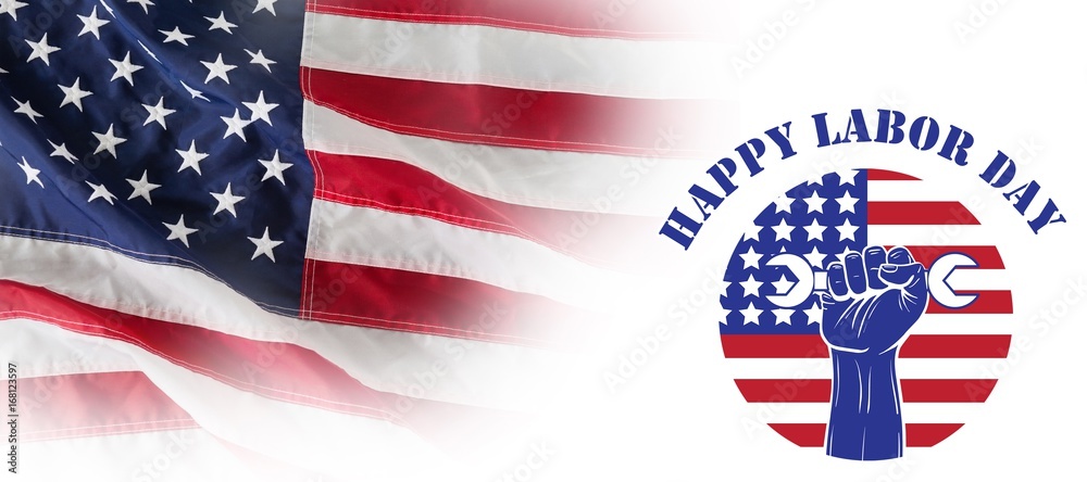 Composite image of happy labor day text over cropped hand holdin Composite image of happy labor day text over cropped hand holdin