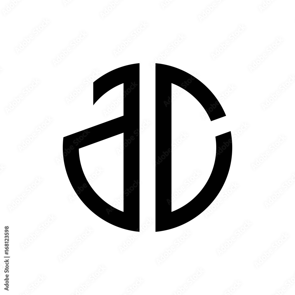 initial letters logo dc black monogram circle round shape vector initial letters logo dc black monogram circle round shape vector