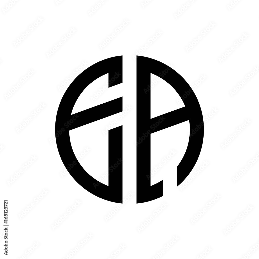 initial letters logo ea black monogram circle round shape vector initial letters logo ea black monogram circle round shape vector