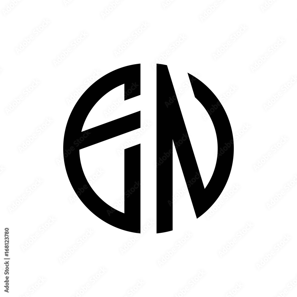 initial letters logo en black monogram circle round shape vector