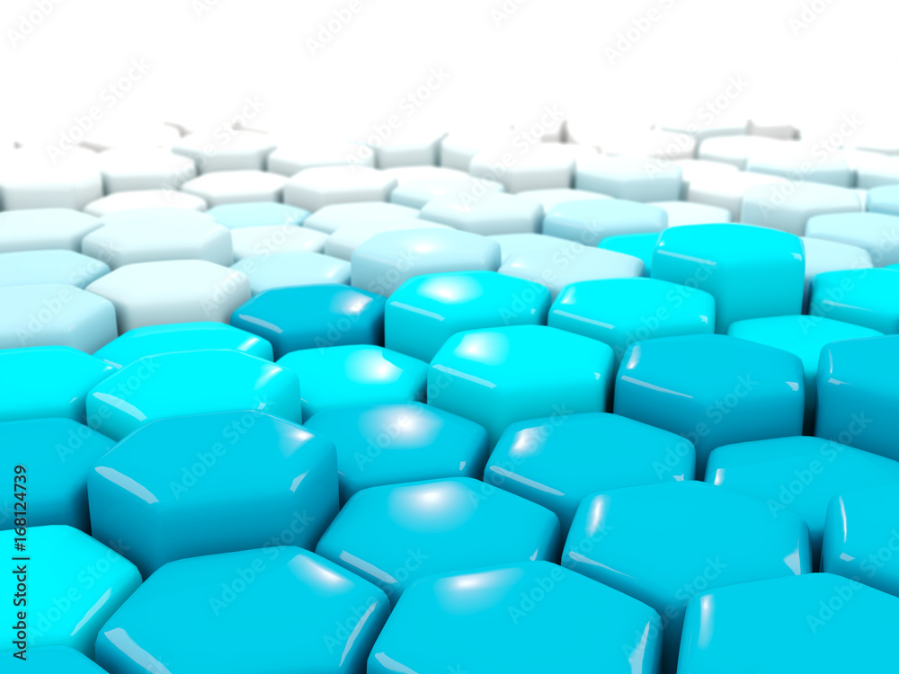 Fototapeta premium White and blue background with industrial hexagon pattern