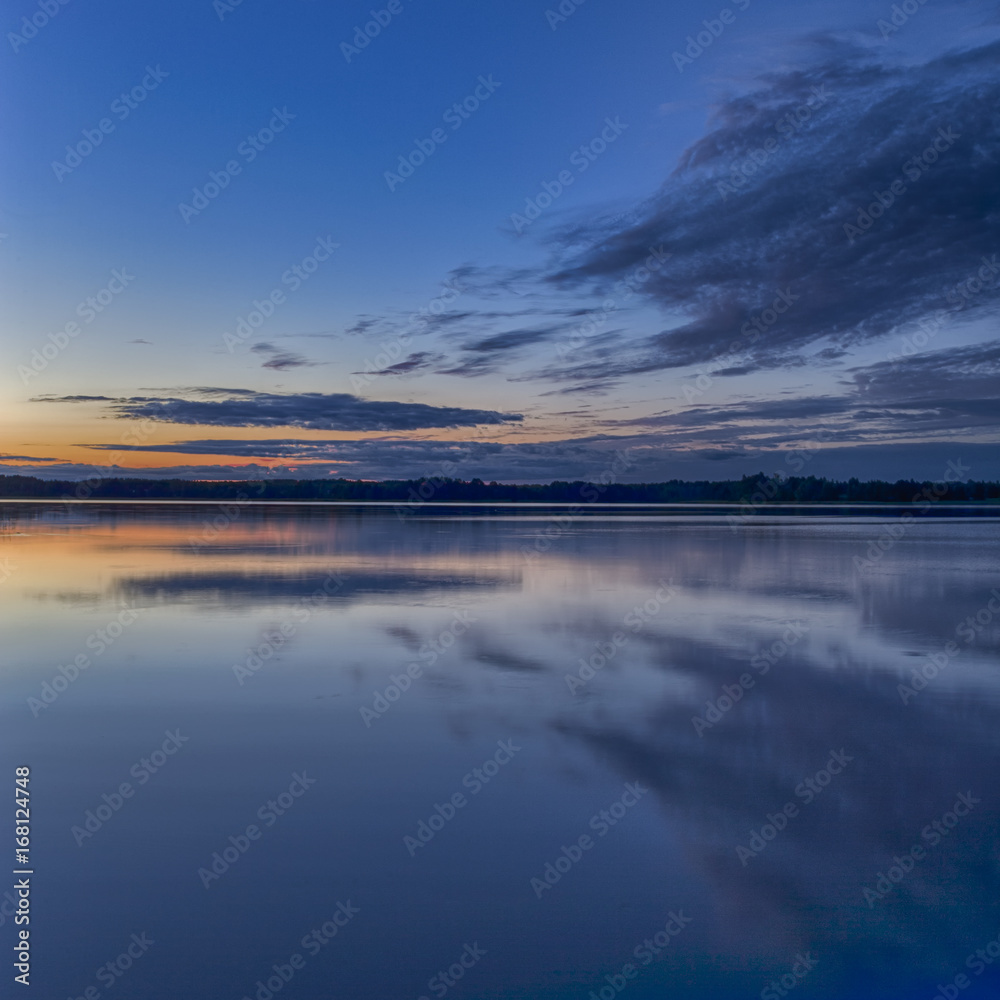 Scenic Destinations and Travel Concepts. Belarussian National Park Braslav Lakes at Sunset during Summertime.
