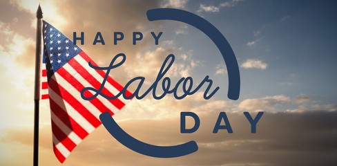 Composite image of digital composite image of happy labor day te