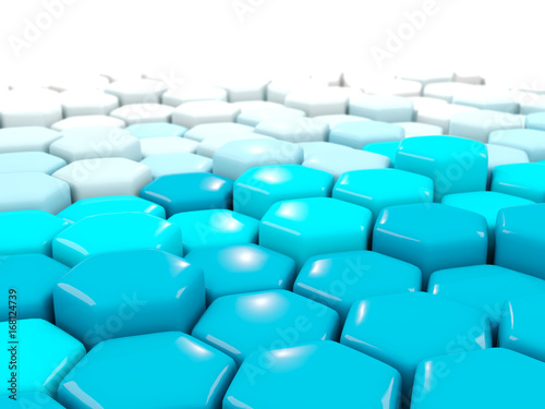 White and blue background with industrial hexagon pattern