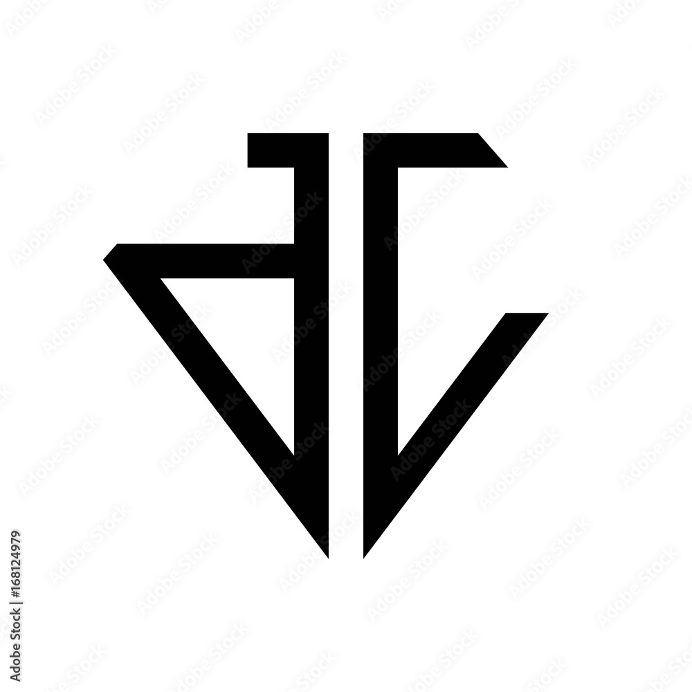 initial letters logo dl black monogram diamond pentagon shape Stock ...
