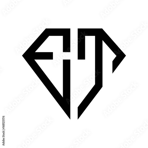 Εκτύπωση καμβά initial letters logo et black monogram diamond pentagon shape