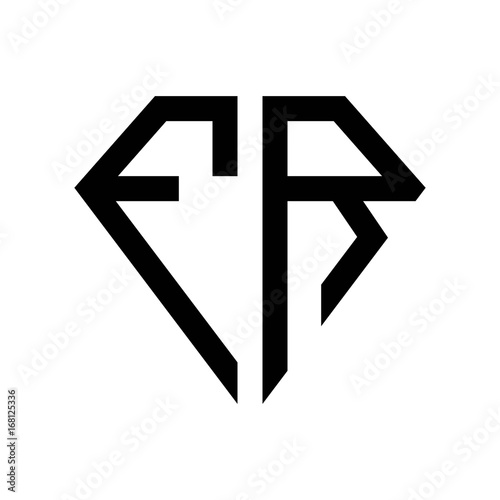 Принти на полотні initial letters logo fr black monogram diamond pentagon shape
