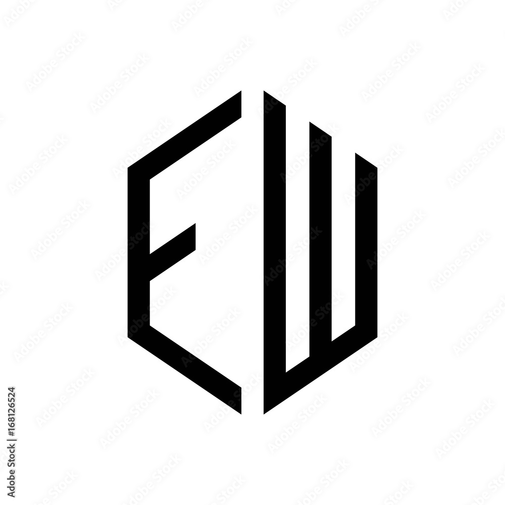 initial letters logo ew black monogram hexagon shape vector initial letters logo ew black monogram hexagon shape vector