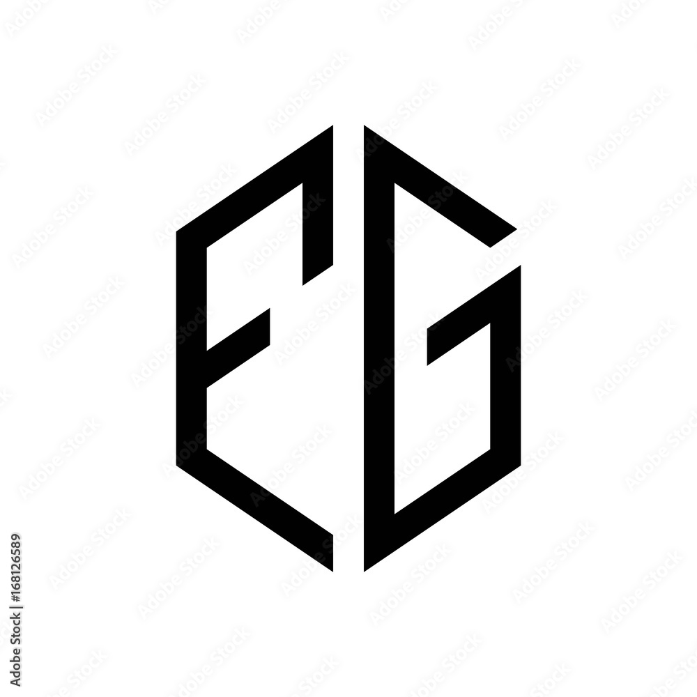 initial letters logo fg black monogram hexagon shape vector initial letters logo fg black monogram hexagon shape vector