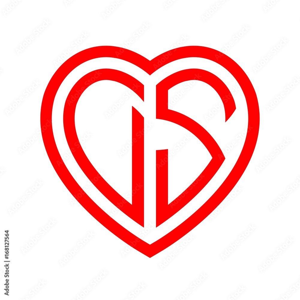 initial letters logo ds red monogram heart love shape initial letters logo ds red monogram heart love shape