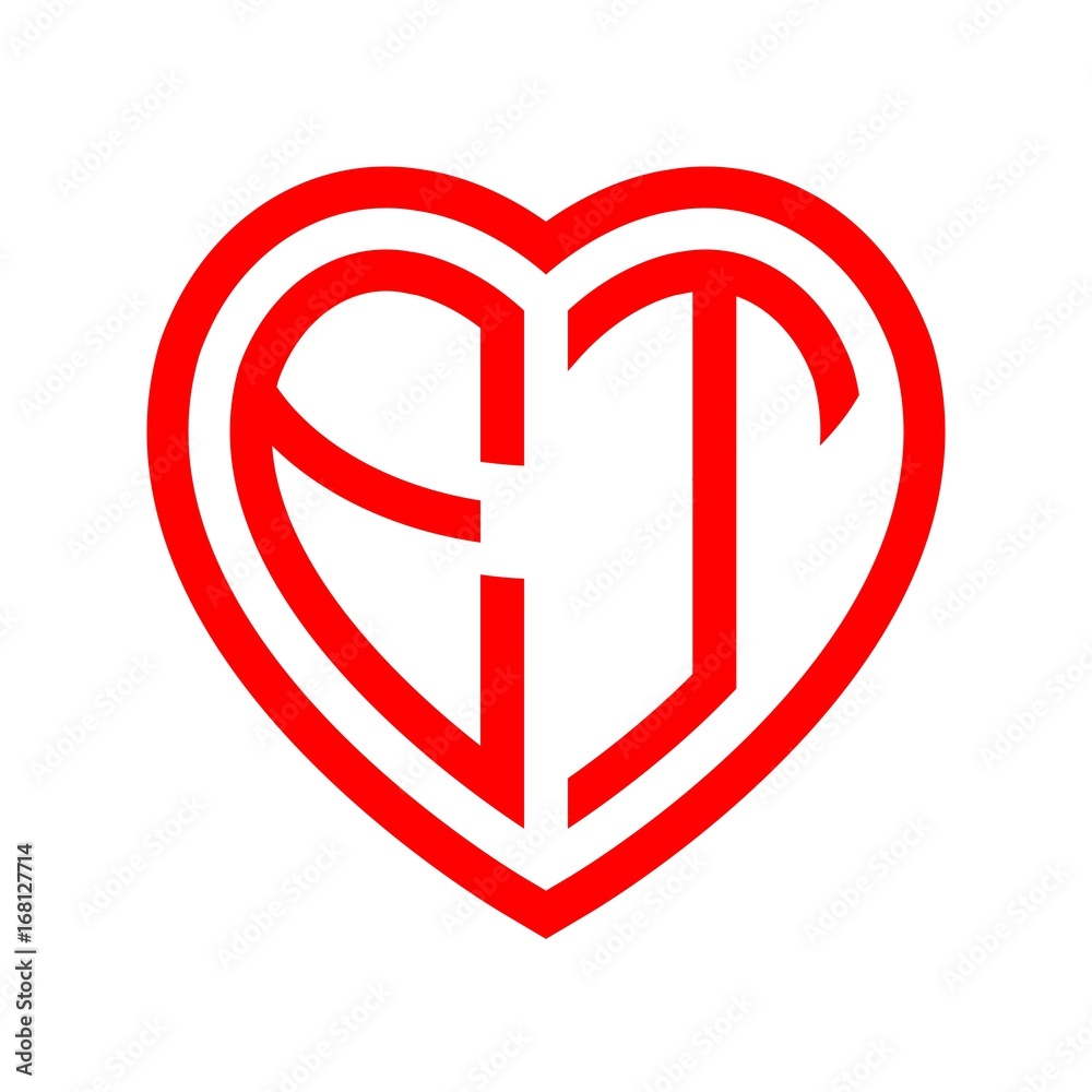 initial letters logo et red monogram heart love shape initial letters logo et red monogram heart love shape