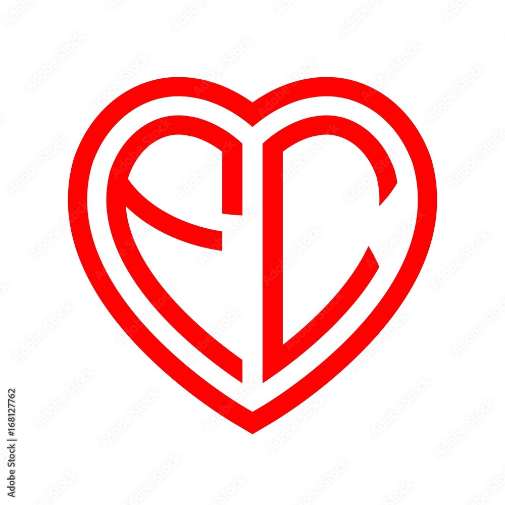initial letters logo fc red monogram heart love shape initial letters logo fc red monogram heart love shape