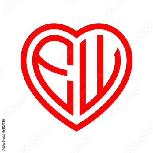 Free Download initial letters logo ew red monogram heart love shape - GFXLoad