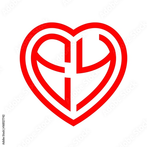 Free Download initial letters logo ey red monogram heart love shape - GFXLoad