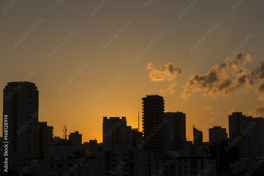Sunset Skyline Buildings Sao Paulo Brazil