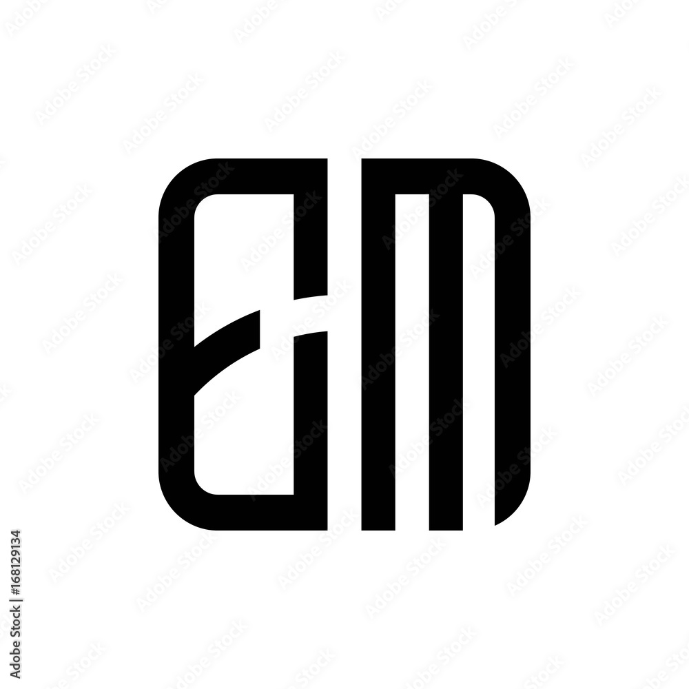 initial letters logo em black monogram square rounded shape vector initial letters logo em black monogram square rounded shape vector