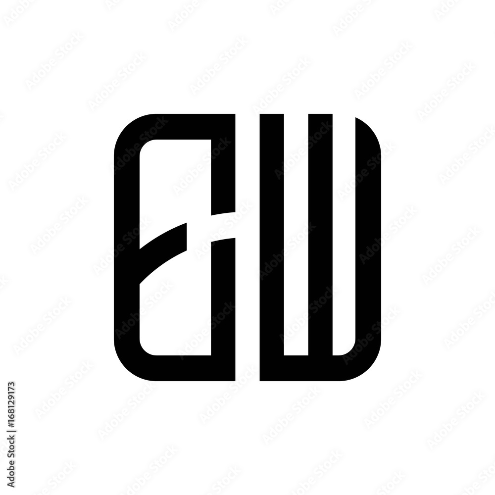 initial letters logo ew black monogram square rounded shape vector initial letters logo ew black monogram square rounded shape vector
