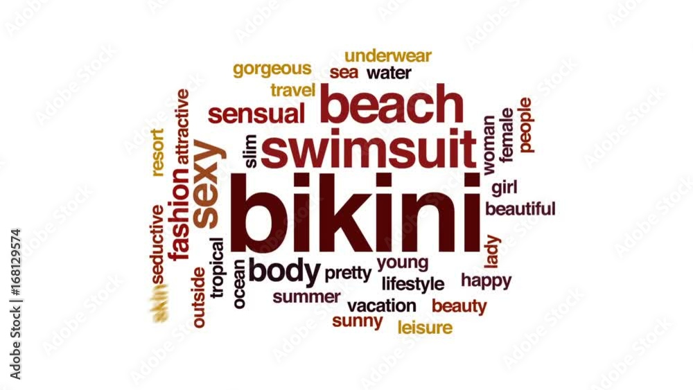 Bikini animated word cloud, text design animation. Bikini animated word cloud, text design animation.