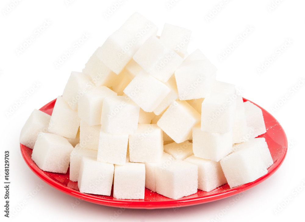 sugar on a red plate