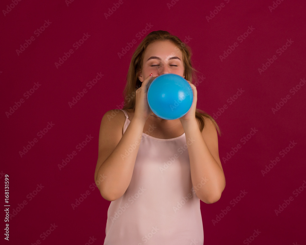 Fototapeta premium Young pretty girl with balloon, party 