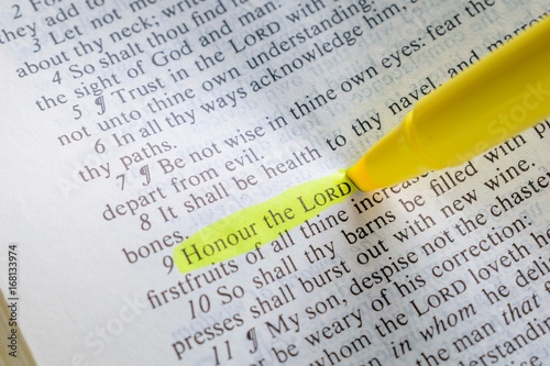 Bible Passage Highlighted with 'Honor the Lord' in yellow.