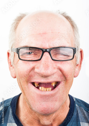 Portrait of a toothless senior