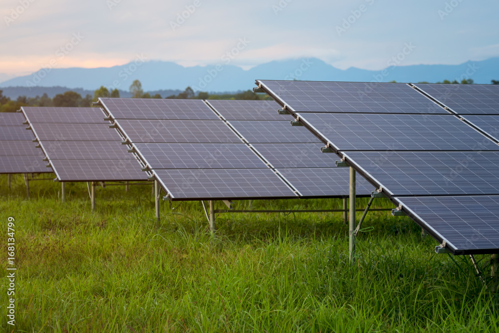 solar power plant on Sunset sky background solar power plant on Sunset sky background