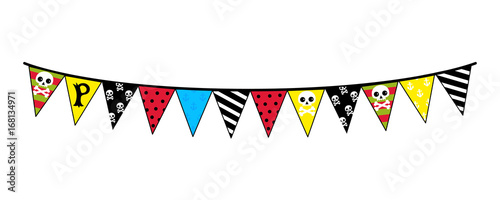 Pirate party decoration icon. Children drawing of pirate concept vector illustration isolated on white background.