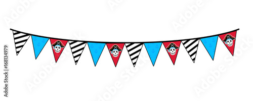 Pirate party garland icon. Children drawing of pirate concept vector illustration isolated on white background.