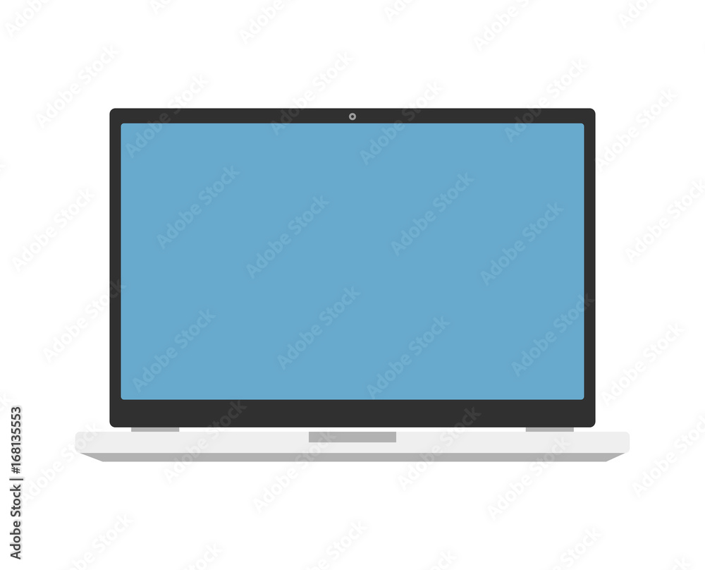 Laptop device with blank screen isolated on white background vector illustration. Smart gadget icon, modern digital technology concept in flat design Laptop device with blank screen isolated on white background vector illustration. Smart gadget icon, modern digital technology concept in flat design