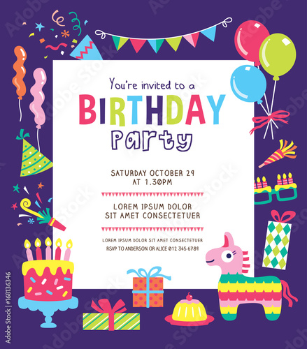 Kids birthday party invitation card 