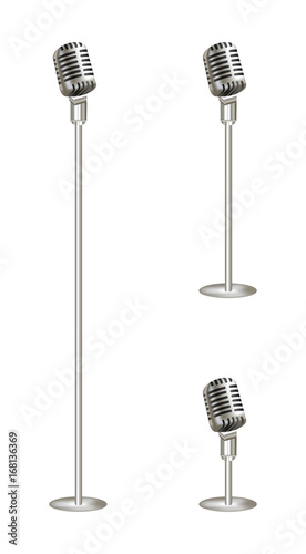 real steel vintage microphone on white background