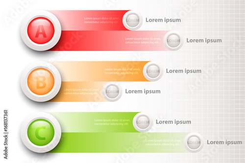 Colorful circle 3d with three topics and two stripe for website presentation cover poster vector design infographic illustration concept