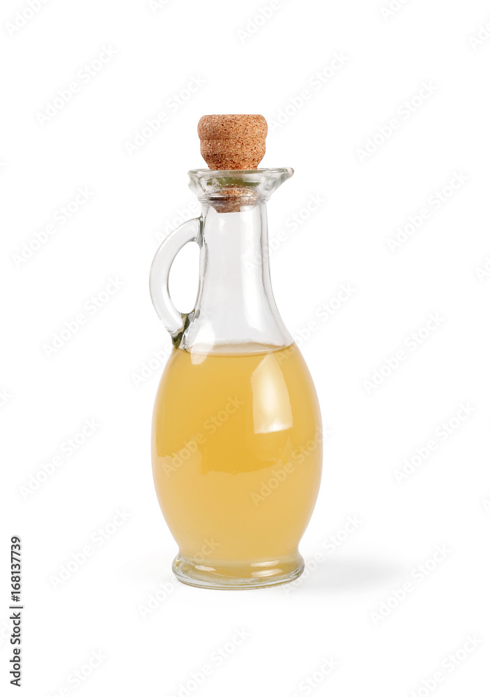 Decanter with apple vinegar isolated Decanter with apple vinegar isolated