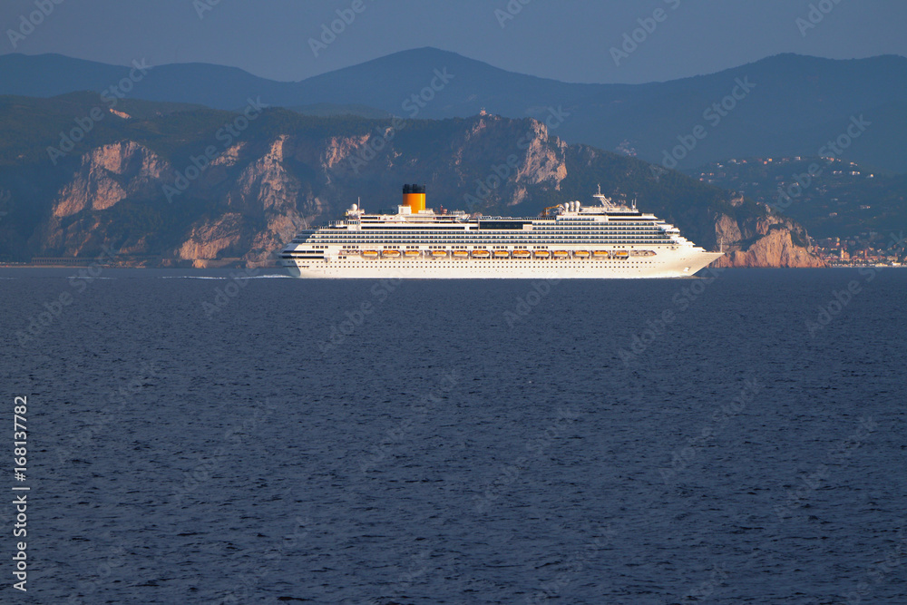 Cruise liner at cape Noli. Savona, Italy