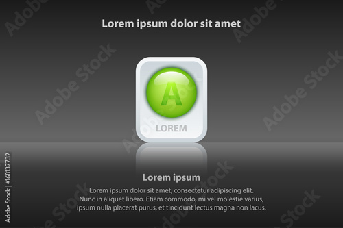 Green 3d circle on white square and reflection glossy for presentation cover poster vector design infographic illustration concept