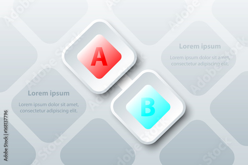 Colorful Two topics 3d paper square in sequence timeline on pattern for presentation cover poster vector design infographic illustration concept