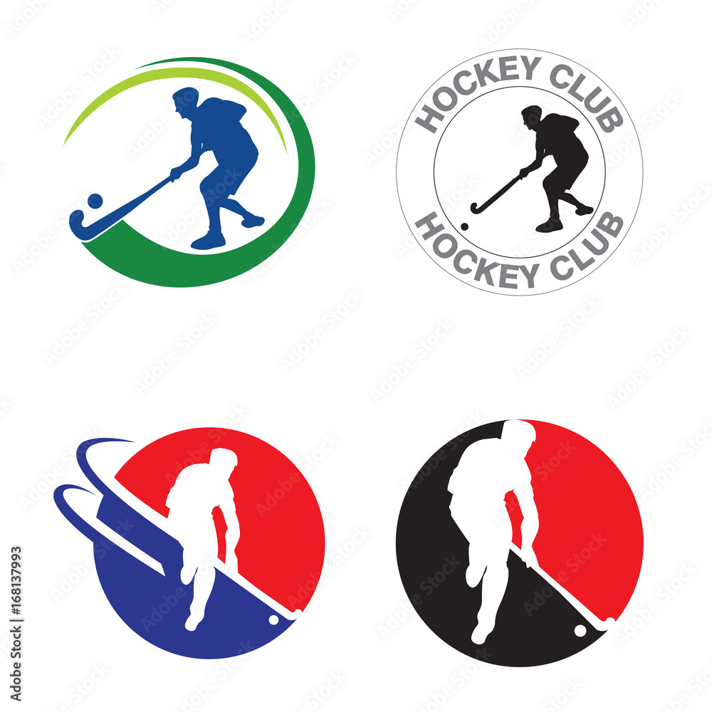Hockey Field on Grass Logo Icon Template Hockey Field on Grass Logo Icon Template