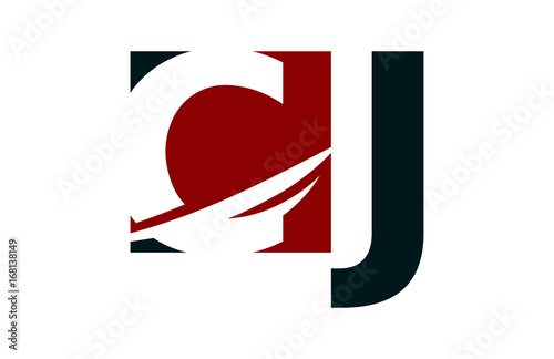 CJ Red Negative Space Square Swoosh Letter Logo photo