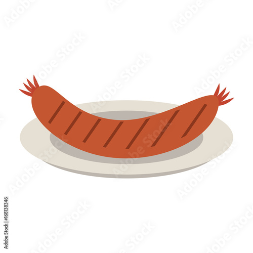 sausage on plate food icon image vector illustration design