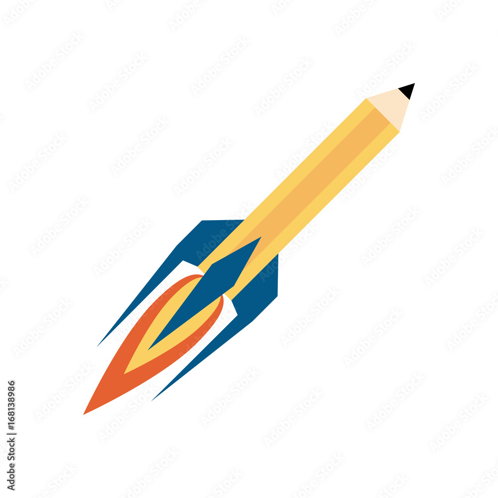 pencil with eraser rocket icon image vector illustration design pencil with eraser rocket icon image vector illustration design