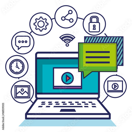 computer networks social media communication vector illustration