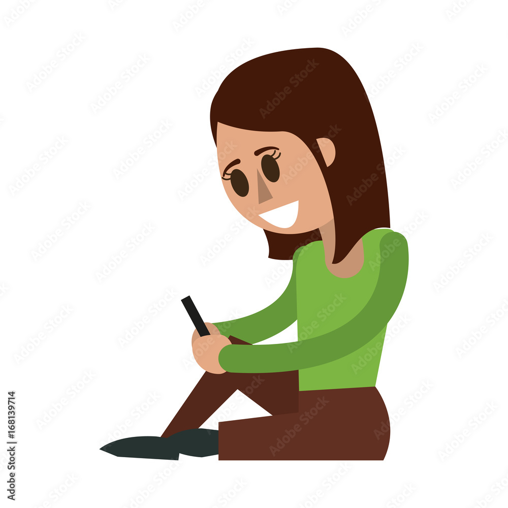 happy woman using cellphone icon image vector illustration design happy woman using cellphone icon image vector illustration design