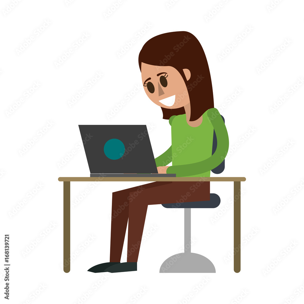 happy woman using laptop icon image vector illustration design happy woman using laptop icon image vector illustration design