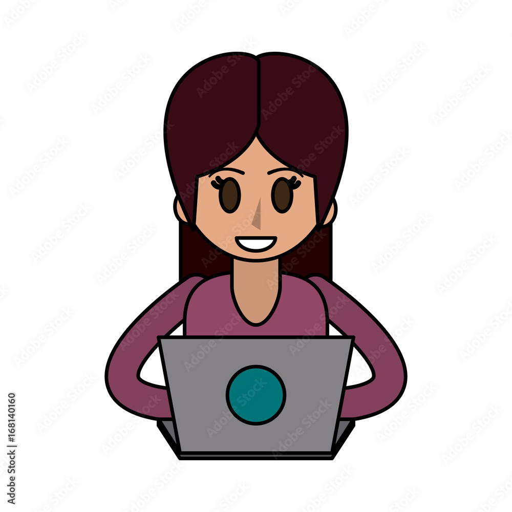 happy woman using laptop icon image vector illustration design happy woman using laptop icon image vector illustration design