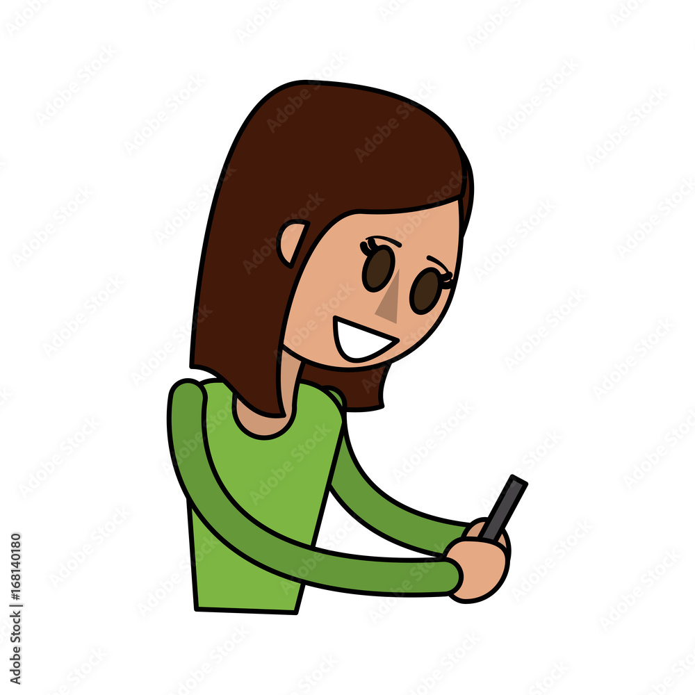 happy woman using cellphone icon image vector illustration design happy woman using cellphone icon image vector illustration design