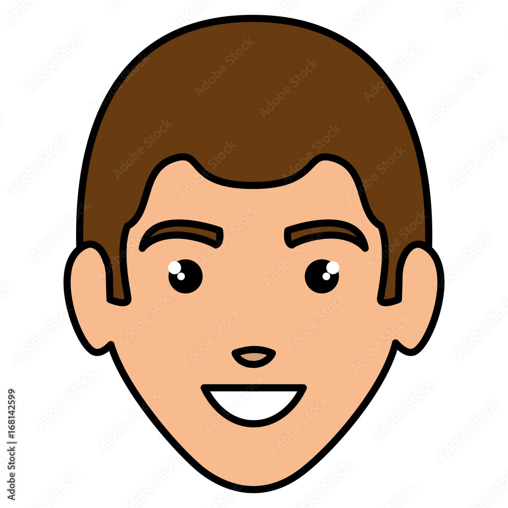 young man head avatar character vector illustration design